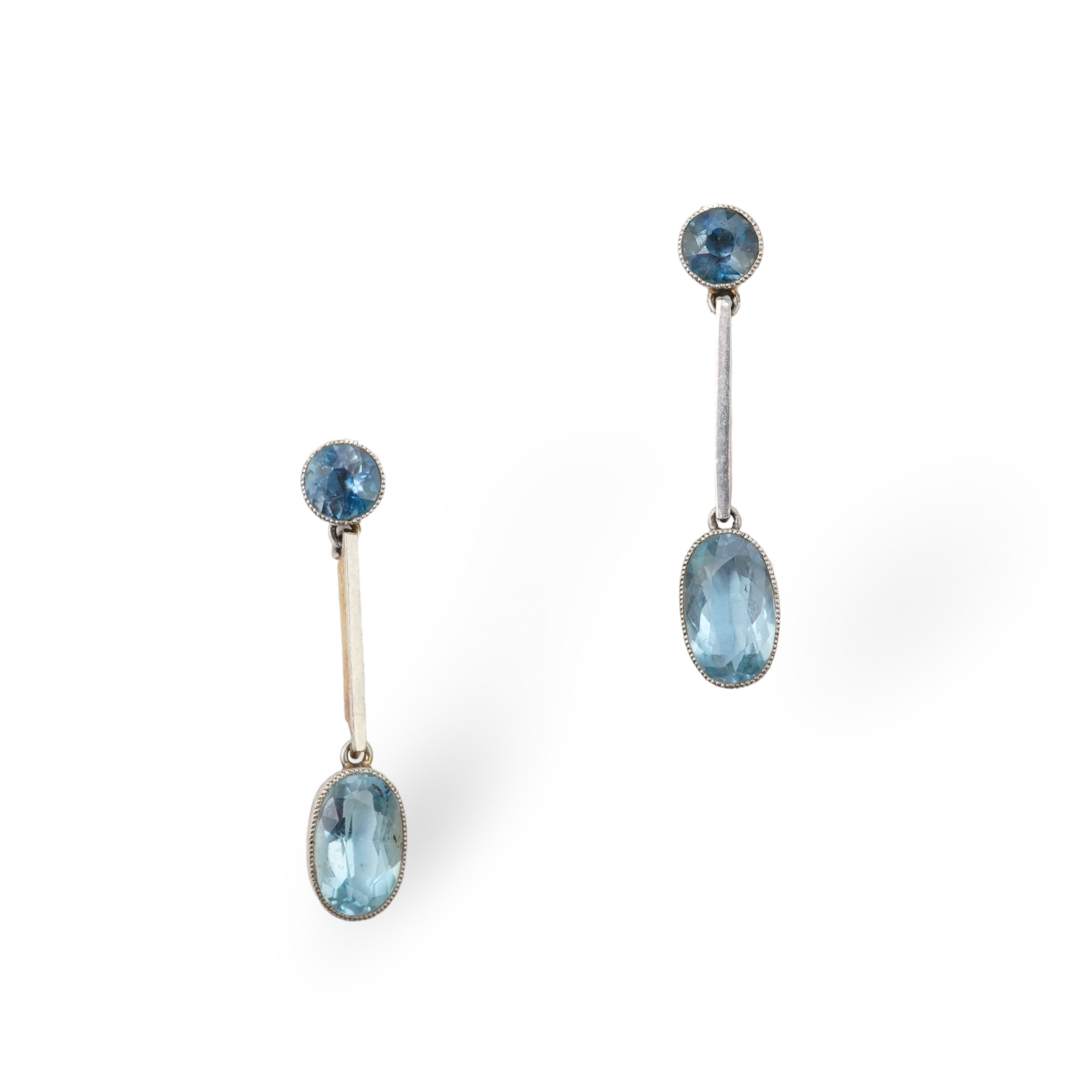 A pair of aquamarine drop earrings, early 20th century